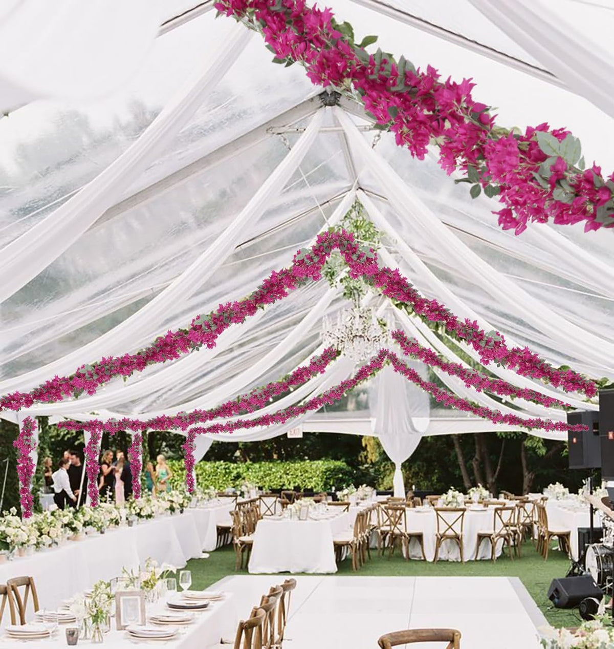 2PCS 5.9 Ft Artificial Bougainvillea Flowers Garland - Fake Silk Vines for Wedding Arch and Wall Decor