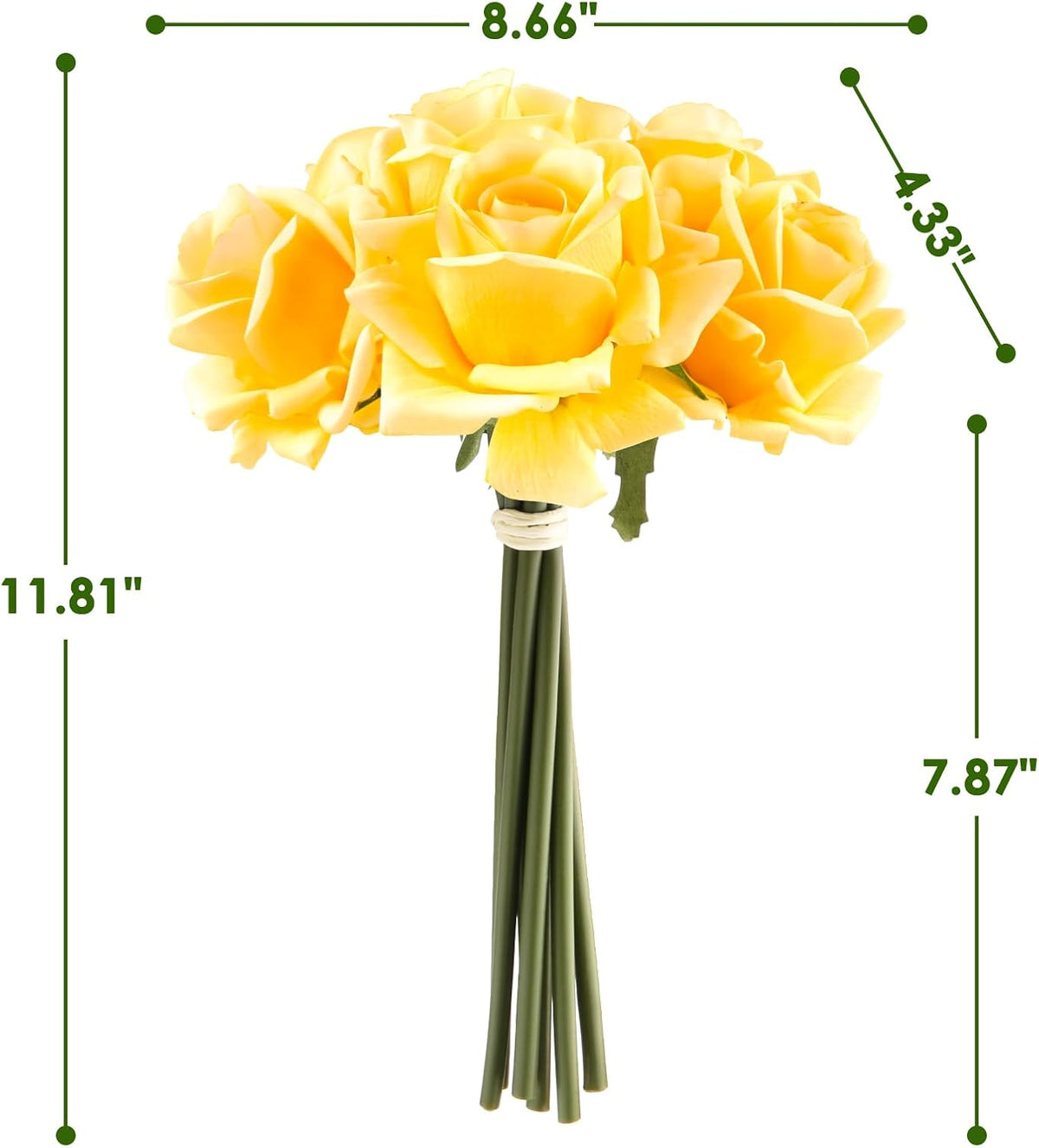 Eyamumo Fake Flowers, Faux Silk Real Touch Artificial Rose Flowers for Decoration DIY, Wedding Party, Home Office Decoration and Dining Table Centerpiece, 7Pcs (Yellow-30cm, 30CM)