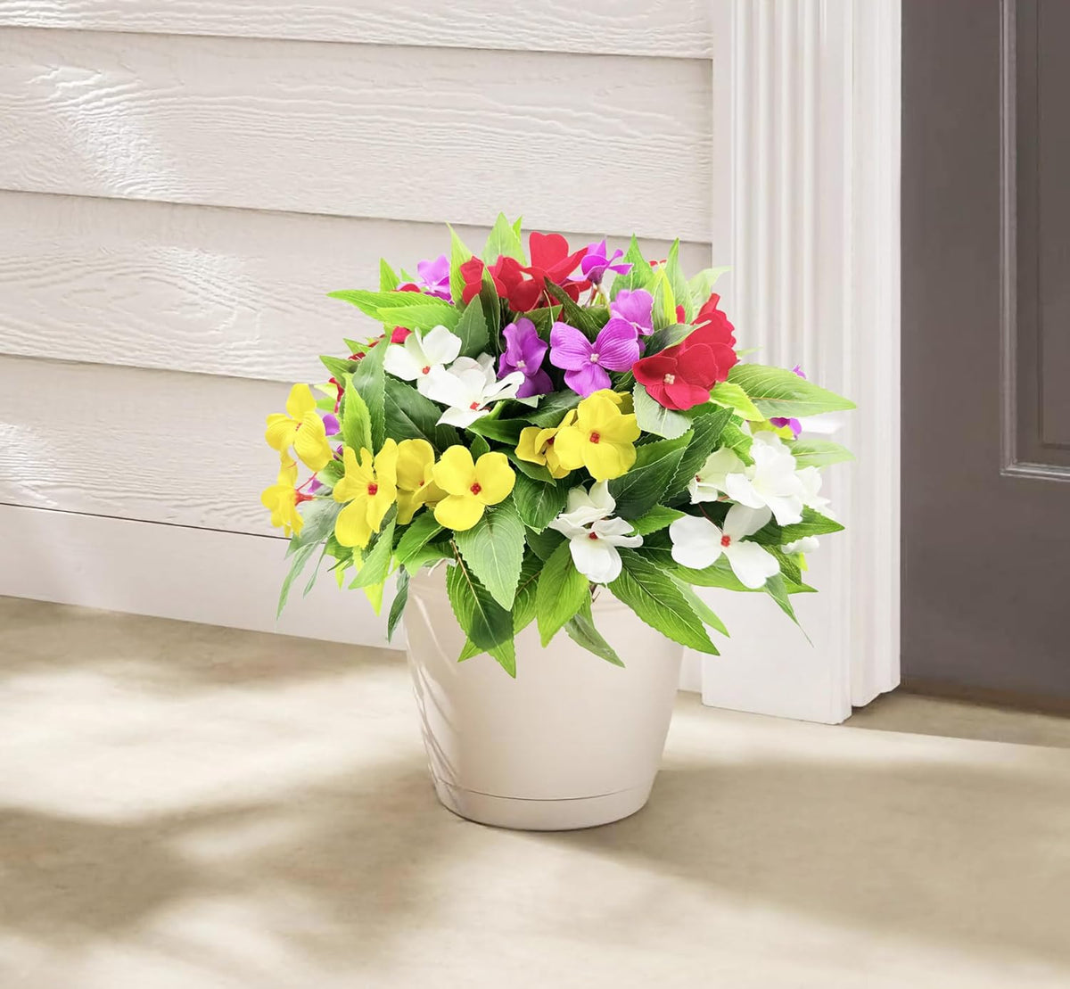 Seasonal Artificial Impatiens Bouquet Multicolor Home Decor Assortment