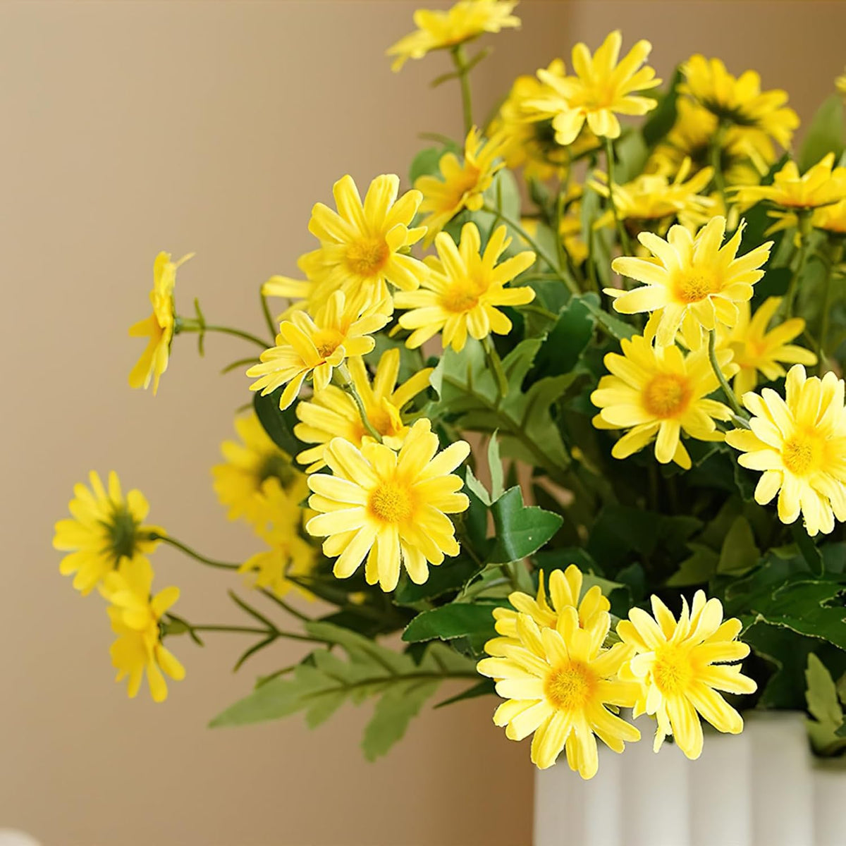 LGEGE Artificial Daisy Flowers for Outdoor - 2 Bundles Yellow Daisy Flower Bulk, Perfect Decoration for Table Windowsill Porch