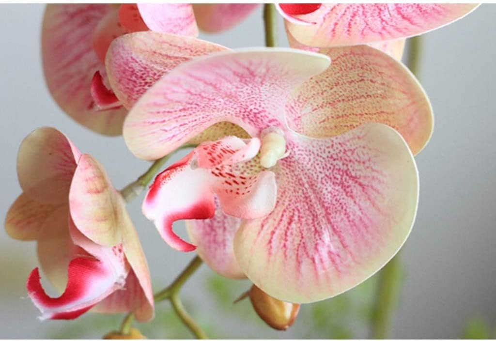 Artificial Flower Waterproof Faux Orchids Plastic Leaves Artificial Phalaenopsis Flowers with Porcelain Vase Artificial Flowers Decoration Beautiful Shape,