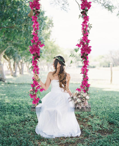 2PCS 5.9 Ft Artificial Bougainvillea Flowers Garland - Fake Silk Vines for Wedding Arch and Wall Decor