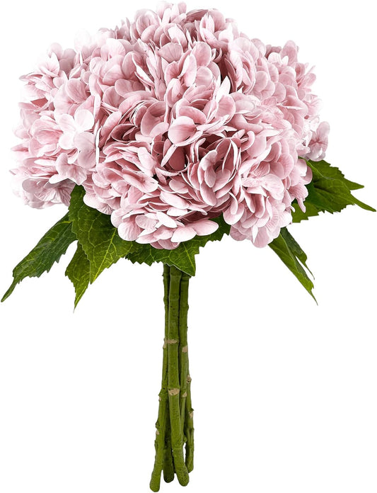 Tafren💐 21In Pink Artificial Hydrangea Flowers 5 Pcs Real Touch 3D Print Latex Flowers for Wedding Centerpieces Bouquets DIY Floral Decor Home Decoration with Stems