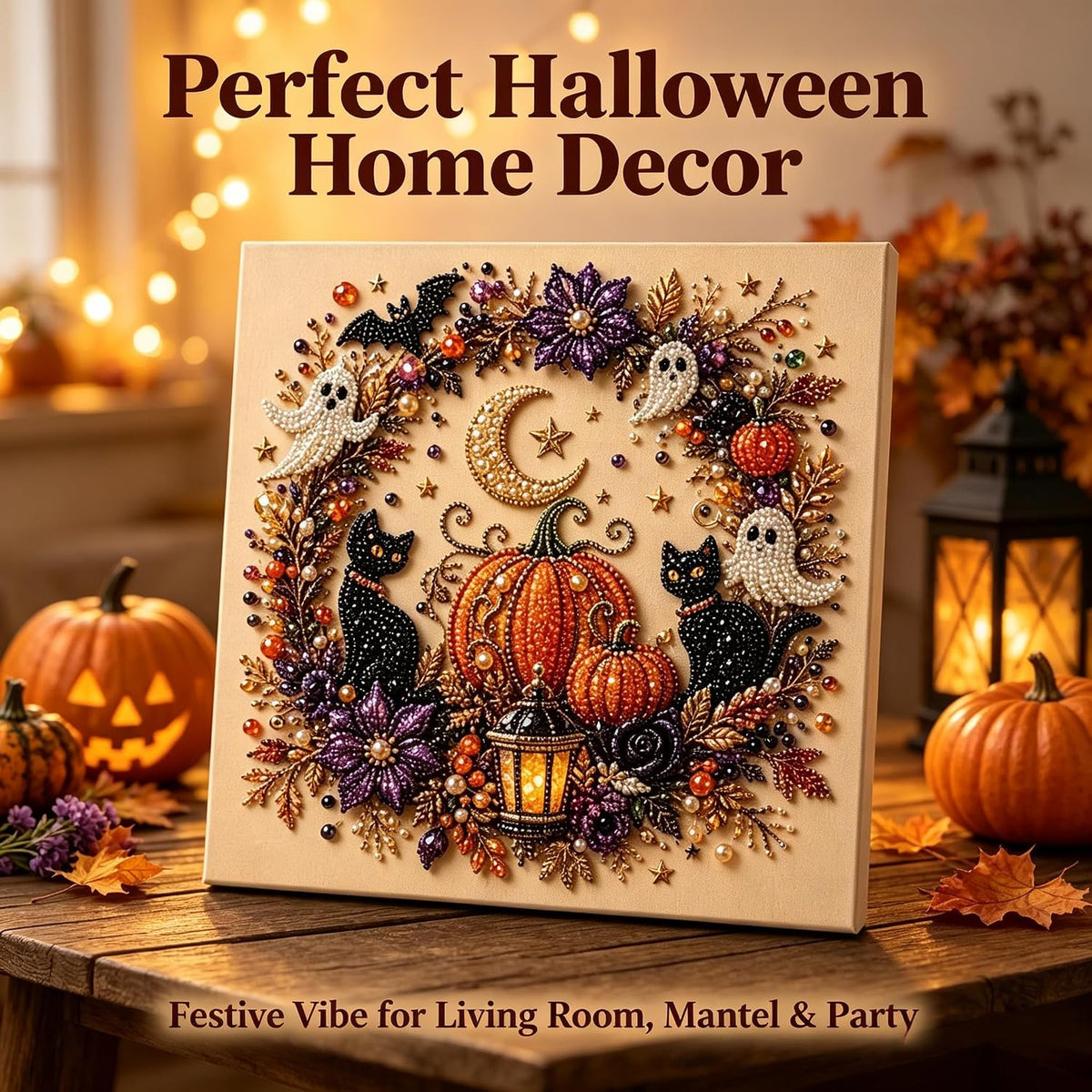Halloween Diamond Painting Kits for Adults - Spooky Cute 3D DIY Fall Home Decor Wall Art