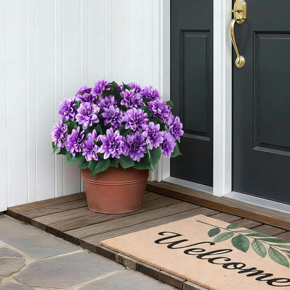 VIERENA 8 Bundles Artificial Dahlia Flowers for Outdoors Spring Summer Decor, No Fade Silk Flower Faux Dahlias Plant Arrangement for Home Garden Balcony Farmhouse（Purple）