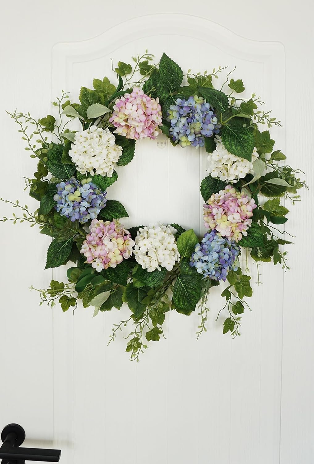 Spring Summer Wreaths for Front Door, 20 Inch Artificial Wreaths with Hydrangea Floral, Floral Wreath for Porch Wall Window Wedding Decor, All Season Wreaths for Home Outdoor Decoration