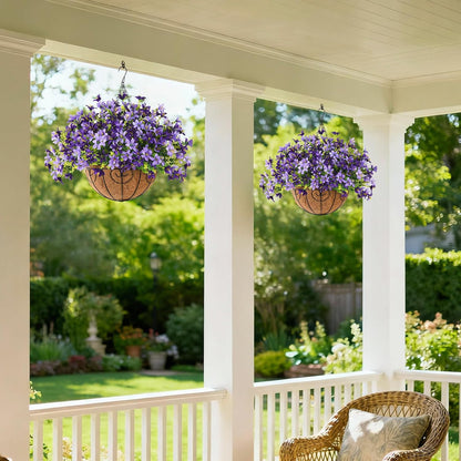 INQCMY Artificial Hanging Flowers for Outdoors, 5 Bundles UV Resistant Artificial Hanging Baskets, All Weather Fake Flowers for Patio, Porch, Yard, Window Box, Home for Spring Summer Decoration.