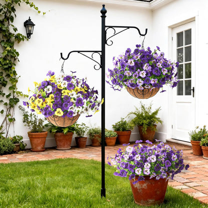 INQCMY Artificial Fake Pansy Flowers for Outdoor, 12 Pcs Faux Silk Pansies Flower for Spring Summer Decoration, UV Resistant Fake Plants for Outside Planter Porch Yard Patio Home Decor(Double Purple)