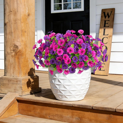 12 Bundles Morning Glory Artificial Flowers for Outdoor Decoration UV Resistant Fake Plastic Plants Artificial Greenery for Indoor Outdoor Garden Patio Window Box Home Decor