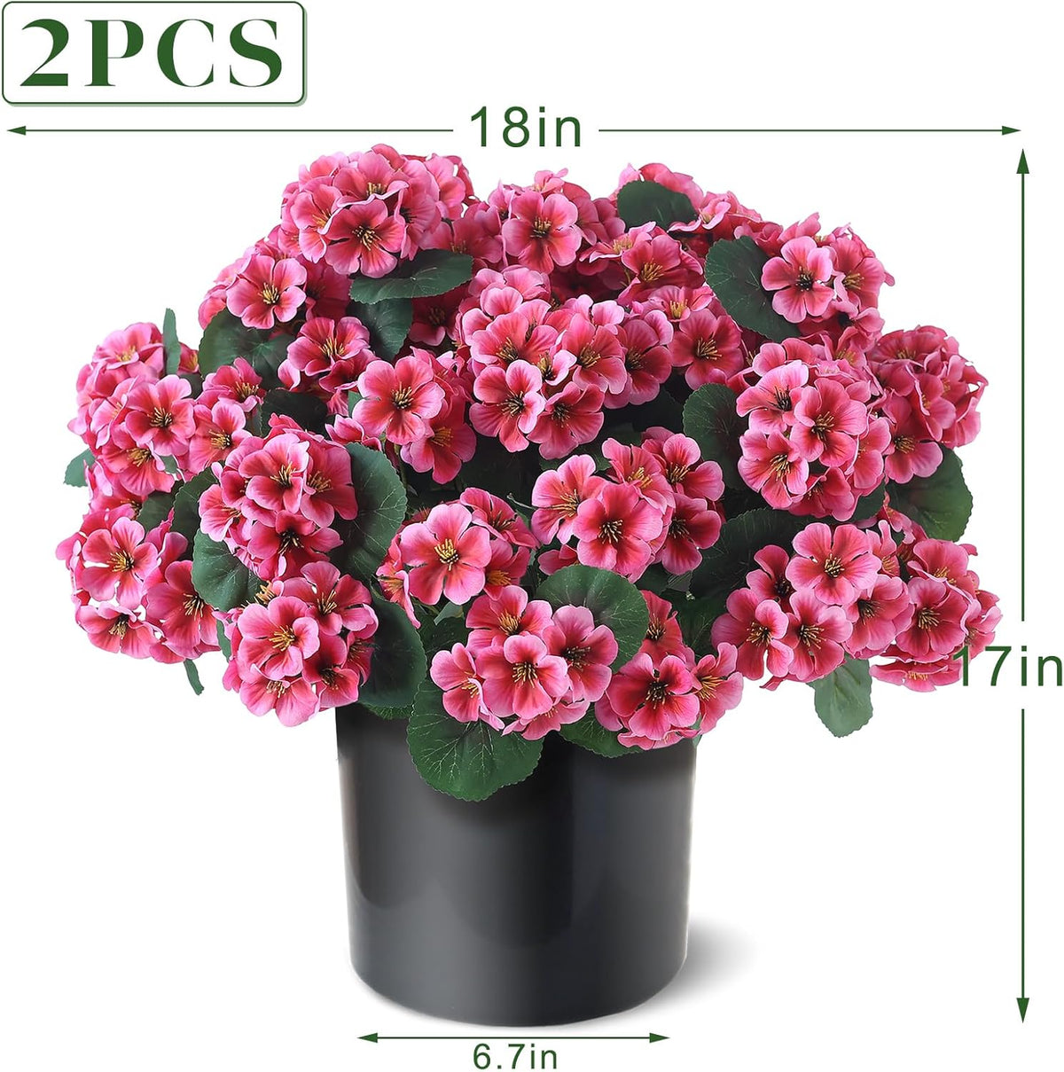 2 Pack Artificial Geranium Flowers Topitary Trees for Outdoors, UV Resistant Geraniums Potted Bushes Look Real Silk Faux Plants for Front Door Garden Porch Planter Farmhouse Home Decor (Peach Red)