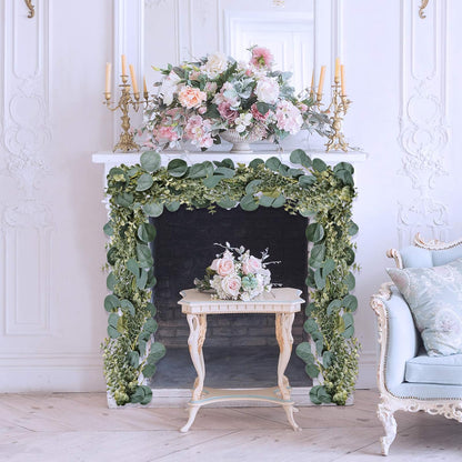 8.3' Long Faux Eucalyptus Greenery Garland - Silver Dollar Eucalyptus for Wedding Arch, Swag, Backdrop, Doorways, Mantel, Table Runner - Indoor/Outdoor