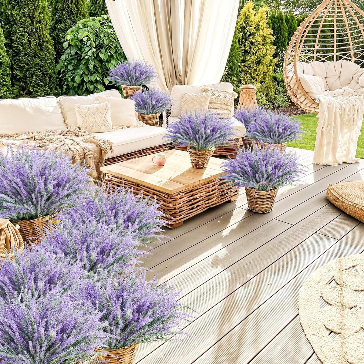 Stylish Bundles Artificial Lavender Resistant Outdoor Decor Selection