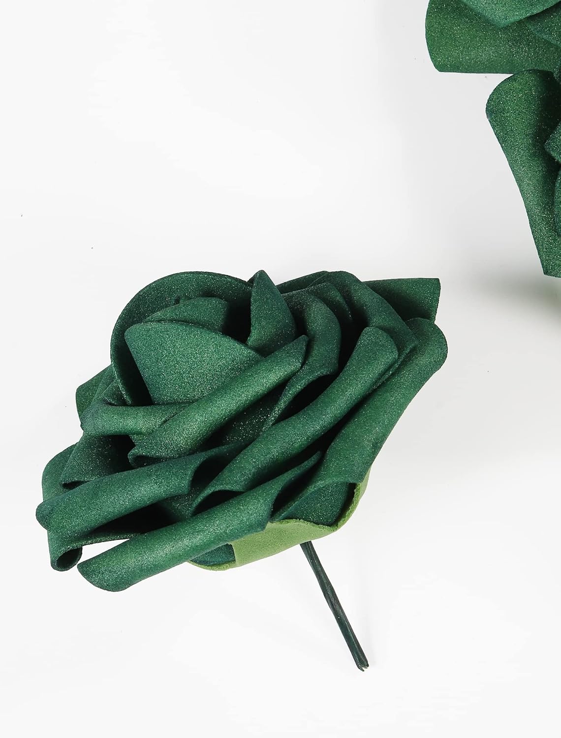 50 Pcs Artificial Flower，Real Touch Foam Roses w/Stem DIY for Wedding Bouquet Centerpieces Party Shower Home Decor-Green boxpack