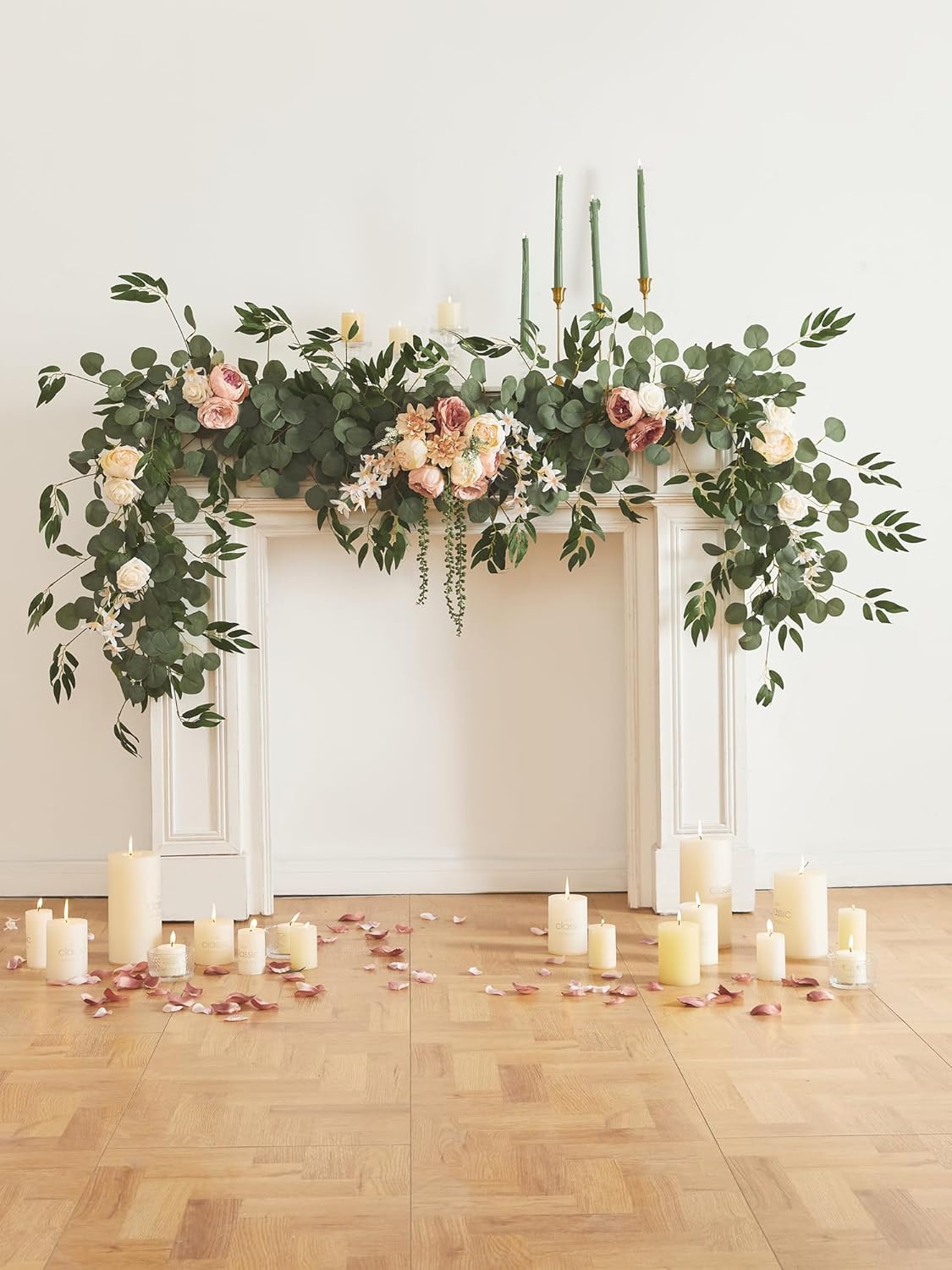 Refined Eight Foot Eucalyptus Peony Home Decor Statement