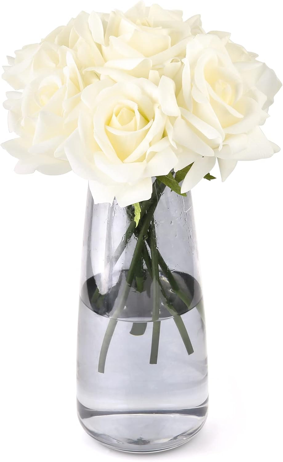 Eyamumo Fake Flowers, Faux Silk Real Touch Artificial Rose Flowers for Decoration DIY, Wedding Party, Home Office Decoration and Dining Table Centerpiece, 7Pcs (White-30cm, 30CM)