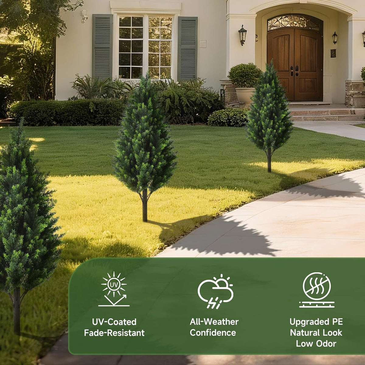 3FT Artificial Cedar Topiary Trees Set of 2 Detachable Planter & Spike, UV Resistant Faux Plants Outdoor and Indoor, Realistic Fake Bushes Pine Tree for Front Porch Decor