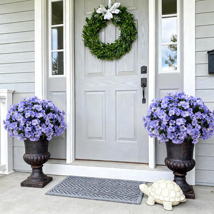 Artificial Flowers for Outdoors Decoration, 5 Bundles Faux Hydrangea UV Resistant Fake Arrangements Plants for Indoor and Outdoor Garden Front Porch Spring Summer Decor, Blue