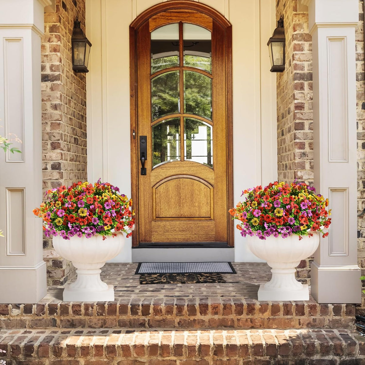INQCMY Artificial Flowers for Outdoors Faux Plants Outdoor Fake Flowers Spring Decoration, 12 Bundles Faux Silk Colorful Daisy Realistic UV Resistant for Outside Home Planter Window Porch Patio Yard