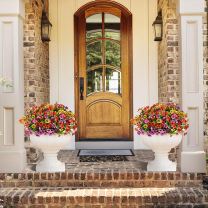 INQCMY Artificial Flowers for Outdoors Faux Plants Outdoor Fake Flowers Spring Decoration, 12 Bundles Faux Silk Colorful Daisy Realistic UV Resistant for Outside Home Planter Window Porch Patio Yard