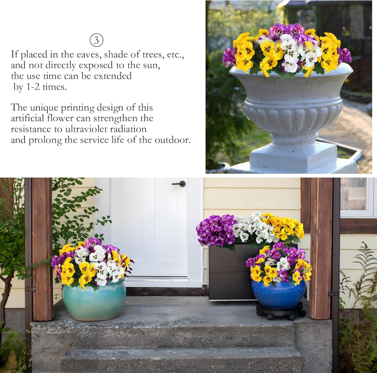 Festive Artificial Pansies Resistant Silk Outdoor Decor Statement