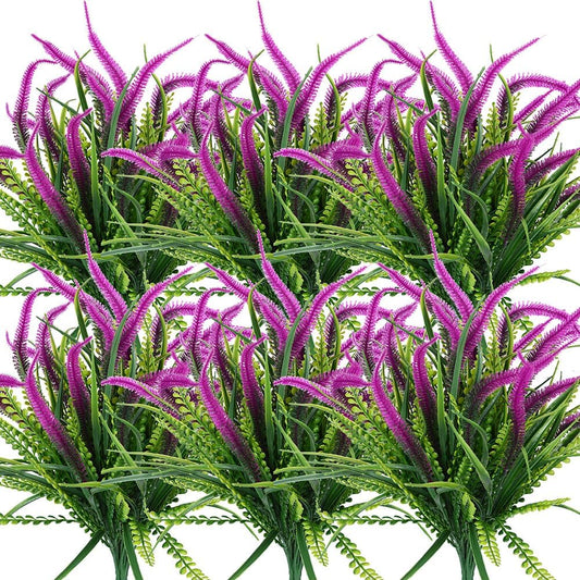 8 Pcs Outdoors Artificial Flowers Plants Faux Plastic Plant Artificial Fake Flower UV Resistant Plants for Window Garden Patio Hanging Planter Pathway Front Porch Home Decor (8, Red)