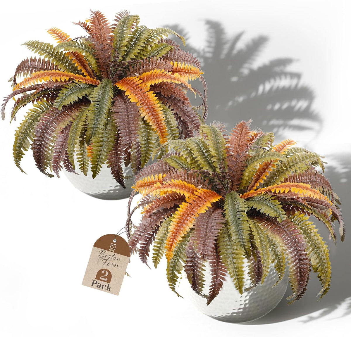 Classic Artificial Boston Ferns Rust Home Decor Kit