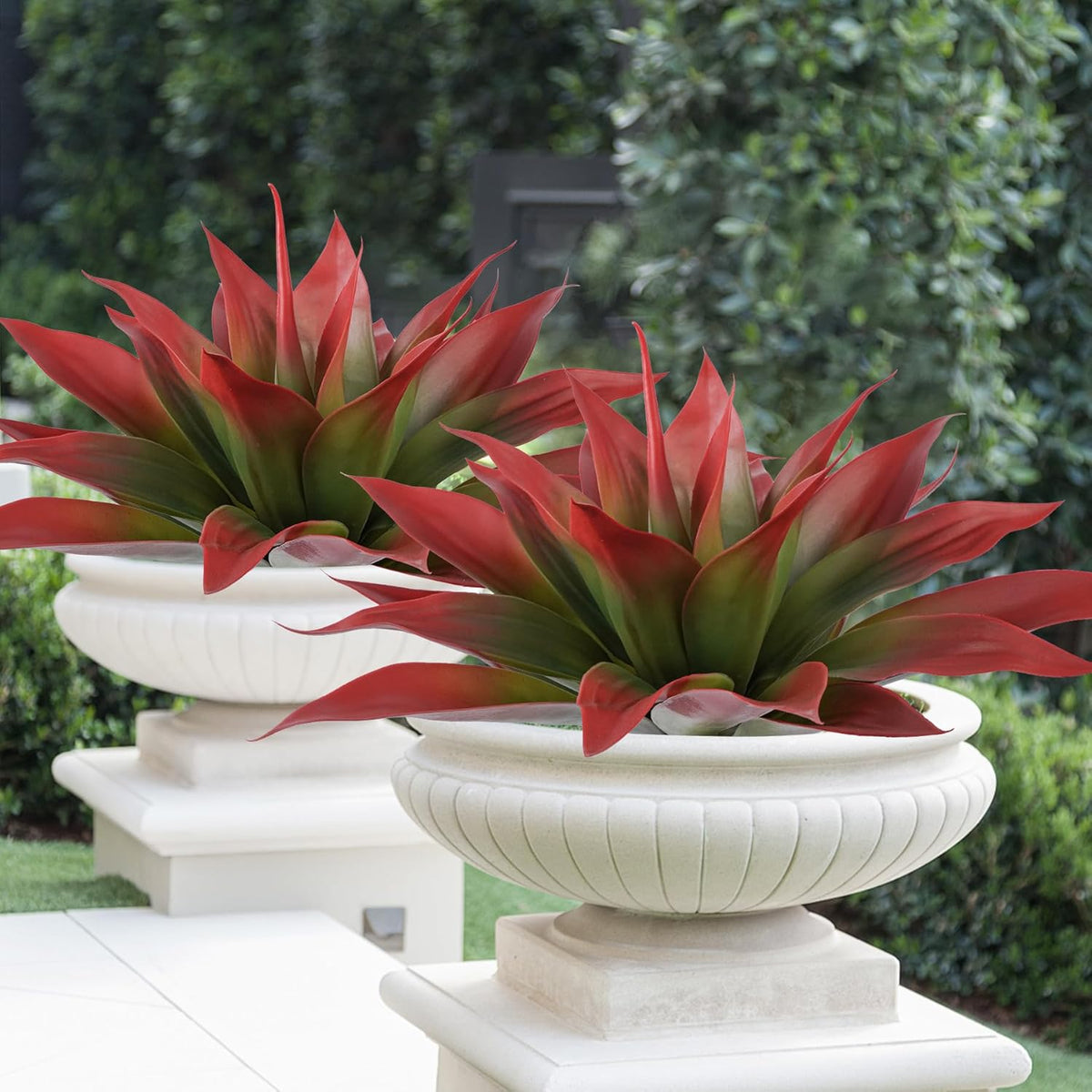 Artificial Agave Plants, Large UV Resistant Fake Agave Planters for Indoor and Outdoor Decorating Tropical Plant Succulents Greenery Indoor Decor (2 Pack, 22" Red)