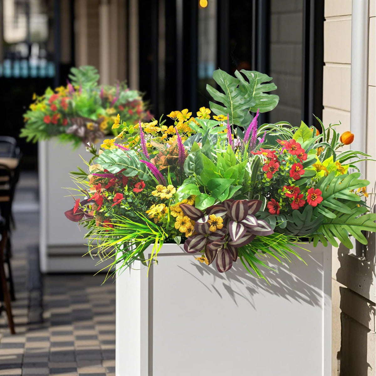 Rustic Resistant Artificial Shrubs UV Outdoor Decor Arrangement